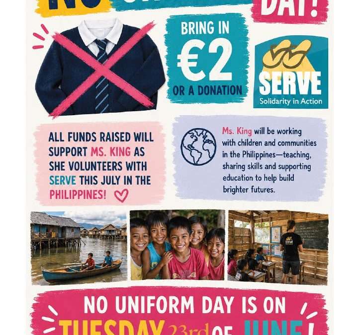 No Uniform Day on Tuesday 23rd June